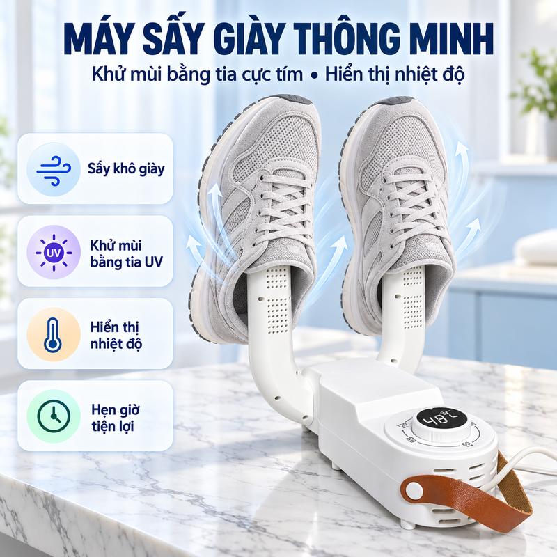 Máy Sấy Giày Gấp Gọn Thông Minh, Sấy Nhanh Ổn Định Nhiệt, Khử Mùi Diệt Khuẩn UV