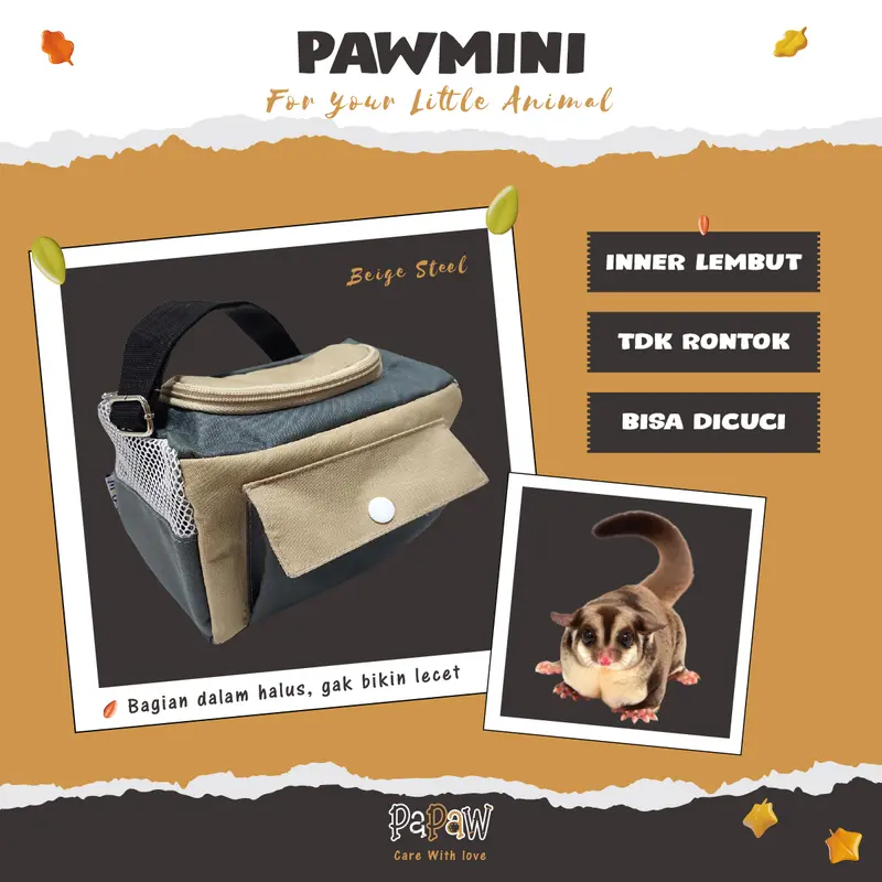 Tas Sugar Glider Lucu Travel Pouch Model Kubus Untuk Tupai Terbang Hamster Paw Mini 1