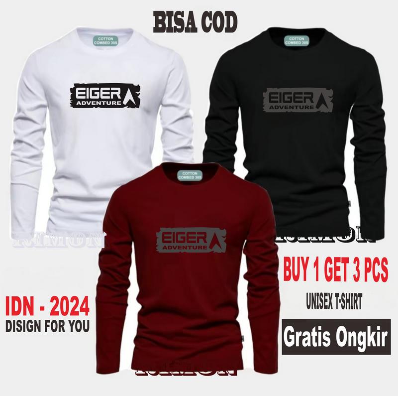 Product Introduction of BUY 1 OR 3 PCS Kaos Panjang Katun Combed 30s - Kaos Pria Wanita Dewasa  - Baju Kaos Distro Pria Keren Articel 31ger Sp III Black Katun Oblong 1