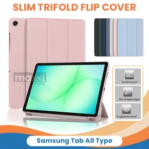 Flip Case untuk Tablet Samsung Galaxy Tab A11 A11+ A9 A9+ Plus A8 10.5 A7 Lite 8.7 S11 S10 S9 FE S6 Lite Plus 10.9 11 12.4 Inch Soft Flip Book Cover Casing Wifi LTE 5g OPT