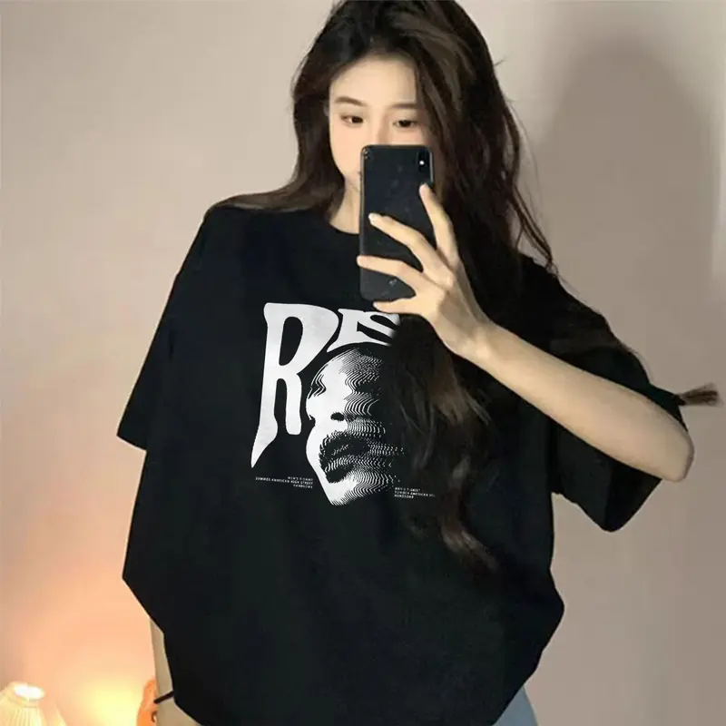 GF Kaos Wanita Boxy American Style Motif Printed Slim Fit T shirt Pria Oversize Basic Unisex Tee Katun Combed Bahan Nyaman Baju Atasan Wanita - Kaos Skena Vintage Y2k - Kaos Oversize Style Hijab - Y0370 3