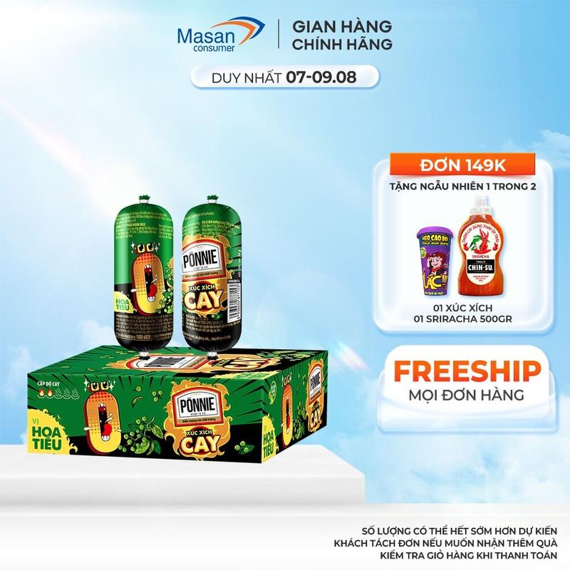 Xúc xích tiệt trùng Ponnie - Xúc xích Cay Vị hoa tiêu cây x 34 gr