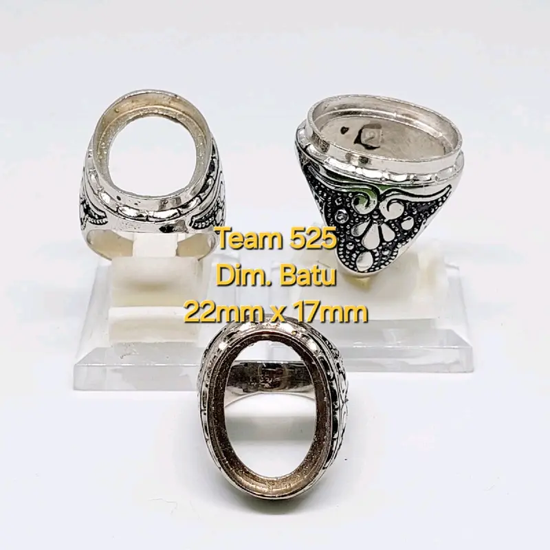 Ring emban alpaka super dim 22x17 tanam ukir ukiran bali pengikat ring cincin batu akik eceran kodian 6