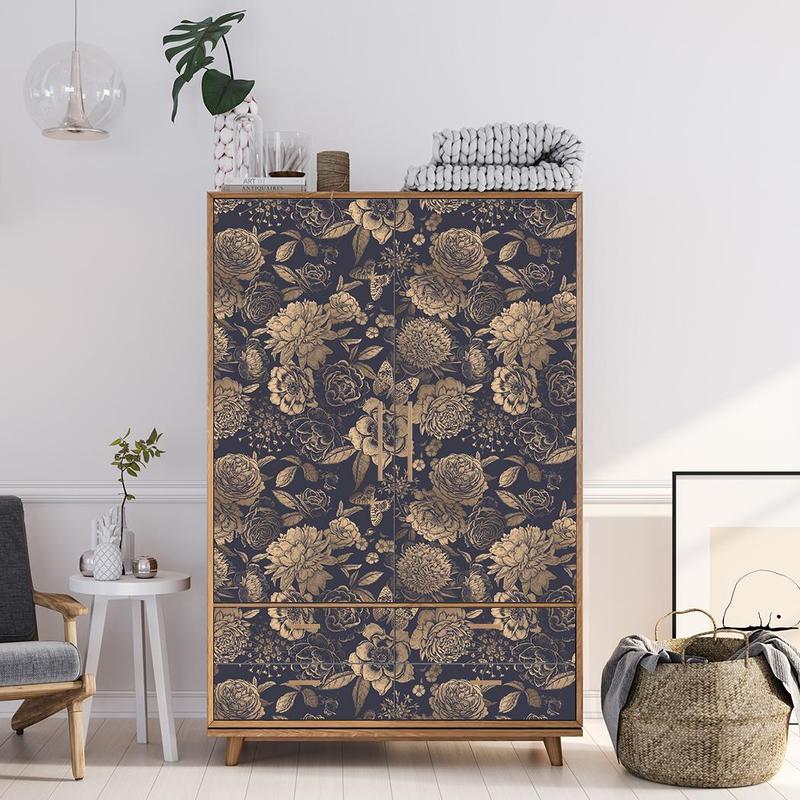 Retro Flower Pattern Wallpaper, 1 Count Removable Self-adhesive Wallpaper, Vintage Design Decorative Wallpaper For Living Room Bedroom Kitchen 4