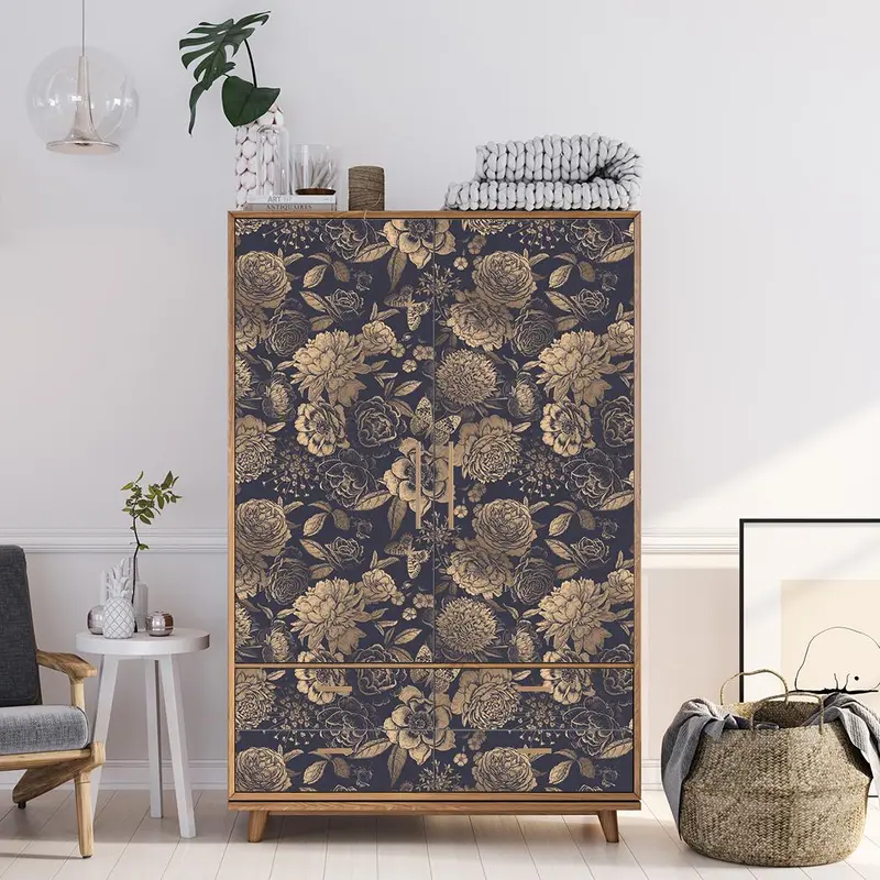 Retro Flower Pattern Wallpaper, 1 Count Removable Self-adhesive Wallpaper, Vintage Design Decorative Wallpaper For Living Room Bedroom Kitchen 4