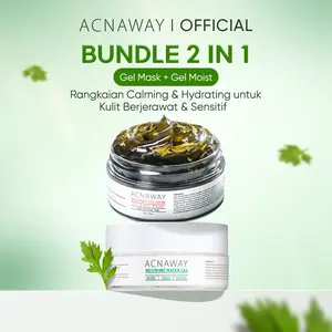 ACNAWAY Bundle 2 in 1 Mugwort Gel Mask + Mugwort Water Gel Moisturizer – Masker & Pelembap Wajah Mencerahkan, Soothing, Cooling with Panthenol + Ceramide