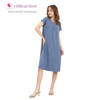 Gambar Baju Busui Friendly model Dress Hamil untuk Bumil dan Ibu Menyusui - Soft denim dari Baju Hamil Menyusui Happymomma Kota Tangerang Selatan 5 Tokopedia