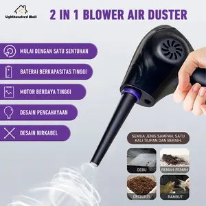 Lighthundred 2 in 1 Blower Air Duster / Penyedot debu tanpa kabel / Blower Komputer/ Penyedot debu+Peniup debu / Jet Cleaner Cordless / Handheld Air Duster / Blower Kucing / Blower Kipas / Listrik Tegangan Tinggi / Isi Ulang / Kapasitas Besar fakum kliner