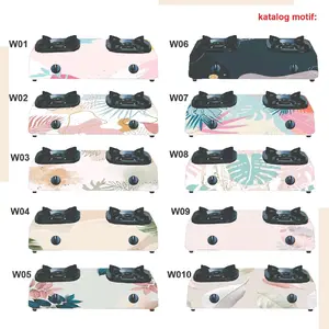 Stiker Kompor 2 Tungku Motif Monstera Terbaru - Bahan Vinyl Sticker Glossy Tahan Panas
