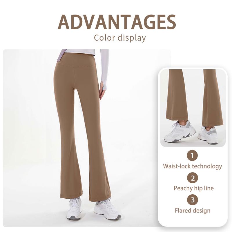 FUYOGI Flare Leg Yoga Pants Pilates Sports High Waist Hip-lifting Women Wide Slack Quick Dry Water-Resistant Breathable Comfortable