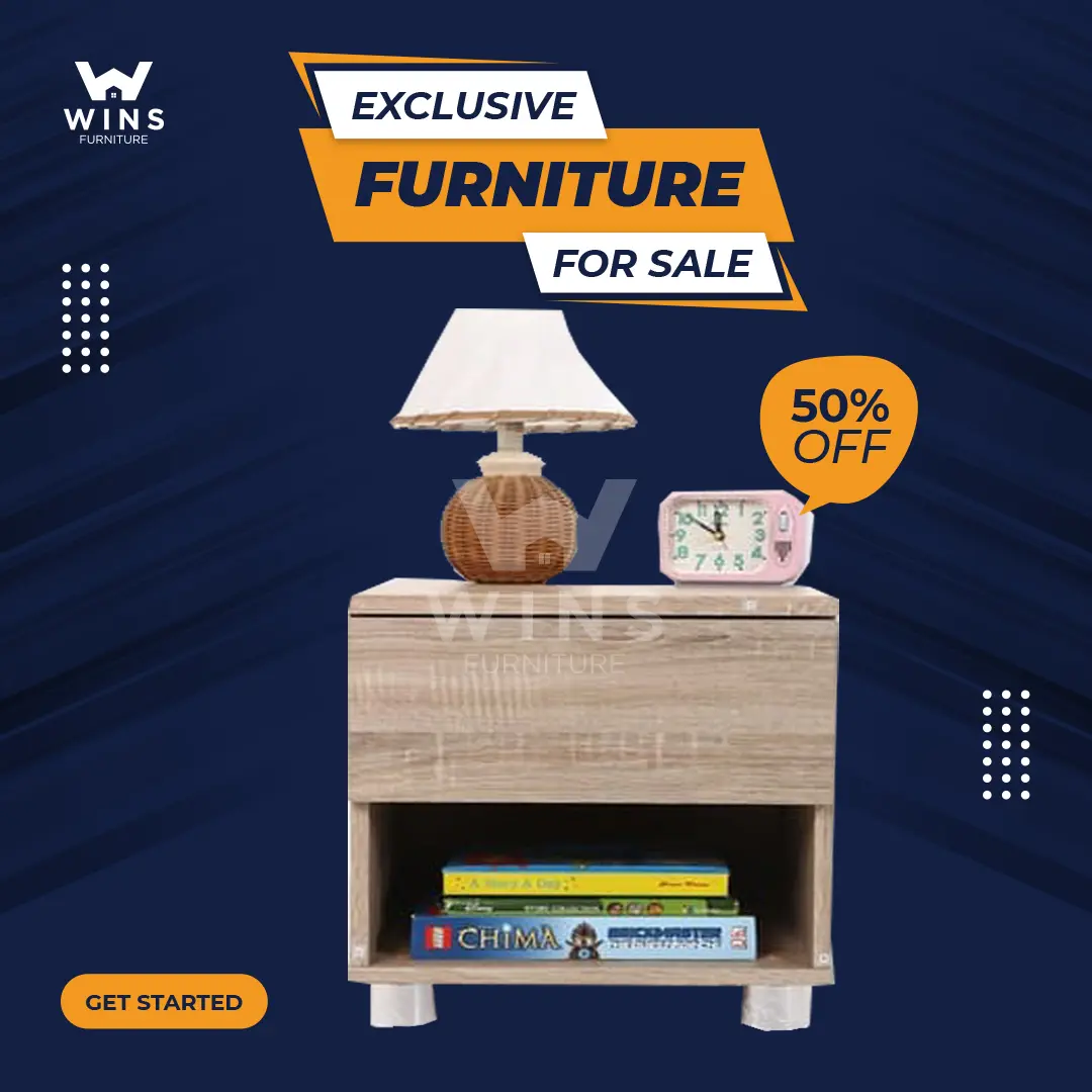 Wins Meja Nakas Laci / Bedside Table / Meja Samping / Meja Sudut / Meja Lampu / Meja Kasur