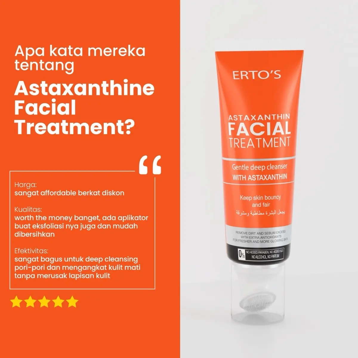 Erto's Facial Treatment Varian (ASTAXANTHINE) / Facial Wash / Sabun Cuci Muka / Cleanser / PH Balance / Untuk Semua Jenis Kulit Extract Membersihkan