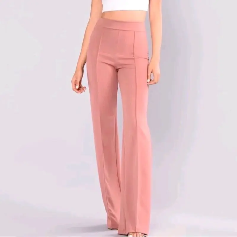 FLARE FANTS CELANA CUTBRAY GARIS FLARE CELANA SCUBA LIST CELANA PANJANG HIGHWAIST celana flare Fit Karet Lembut Melar Tebal Wanita Kulot Pant Basic Kain Kantong 2