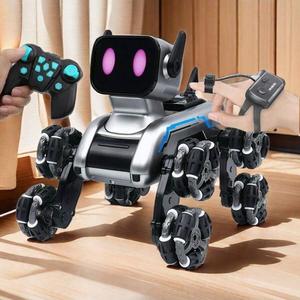 8輪アクション犬 スマートロボットおもちゃ：デュアルコントロールモード、カラフルライト、長持ちバッテリー、男の子・女の子への理想的なギフト、3歳以上対象