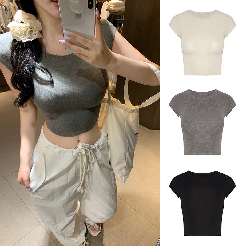 Áo Thun, Quần Áo Cô Gái Nóng Bỏng Mỹ, Hàng Mới Về Mùa Hè 2025, Với Cropped Xén, Dáng Ôm, Ngắn Tay, Áo Tay Lỡ Bó Eo Đồng Hồ Cát, 62169-62861, Nữ < Nữ Hoàng Moses # 59 >