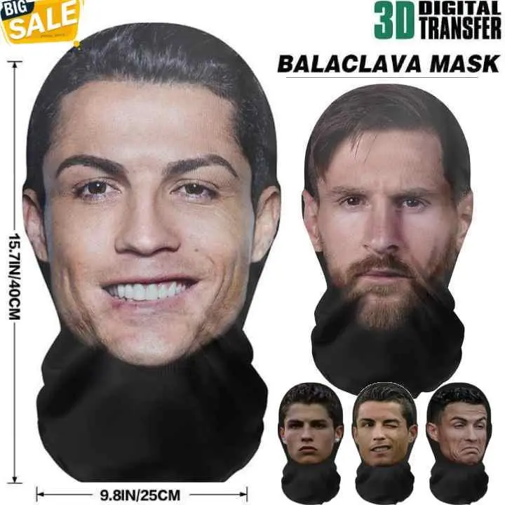 Băng đô Messi và Ronaldo, thiết kế liền mạch in 3D, phong cách ngôi sao, băng đô ngộ nghĩnh, khăn quàng cổ chống nắng đi xe đạp, quần áo mũ tóc, mũ nón hip-hop