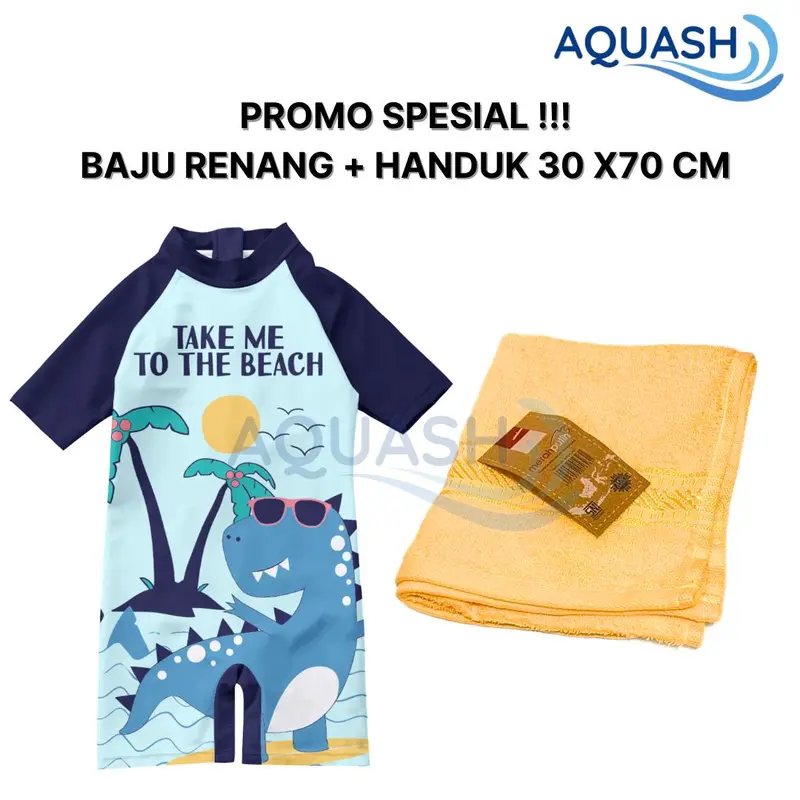 Paket Hemat Baju Renang Anak Laki-Laki Usia 3-10 Tahun dan Handuk Merah Putih 0