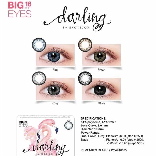 Softlens Darling 16mm - Mata - Ada 4 Warna (Hitam, Biru, Abu-Abu, Coklat) - Eye, Soflen 1