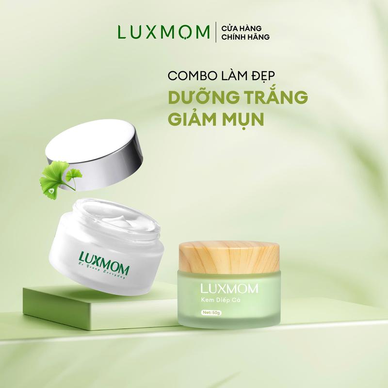  Combo Kem Diếp Cá + Kem Dưỡng Rau Má Luxmom + Hỗ Trợ Giảm Mụn Giảm Nám Dưỡng Trắng Da Cấp Ẩm Chuyên Sâu 