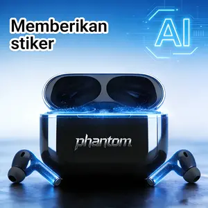 【2026 New】Eikelk Hsz Phantom x8 TWS Earphone AI Percakapan & Translator, Waterproof Deep,Baterai Ekstra Panjang, Bass Boost, 3D Surround, ANC Pintar - UntukGame, Call, Musik, Olahraga, Penerjemah Travel Multibahasa