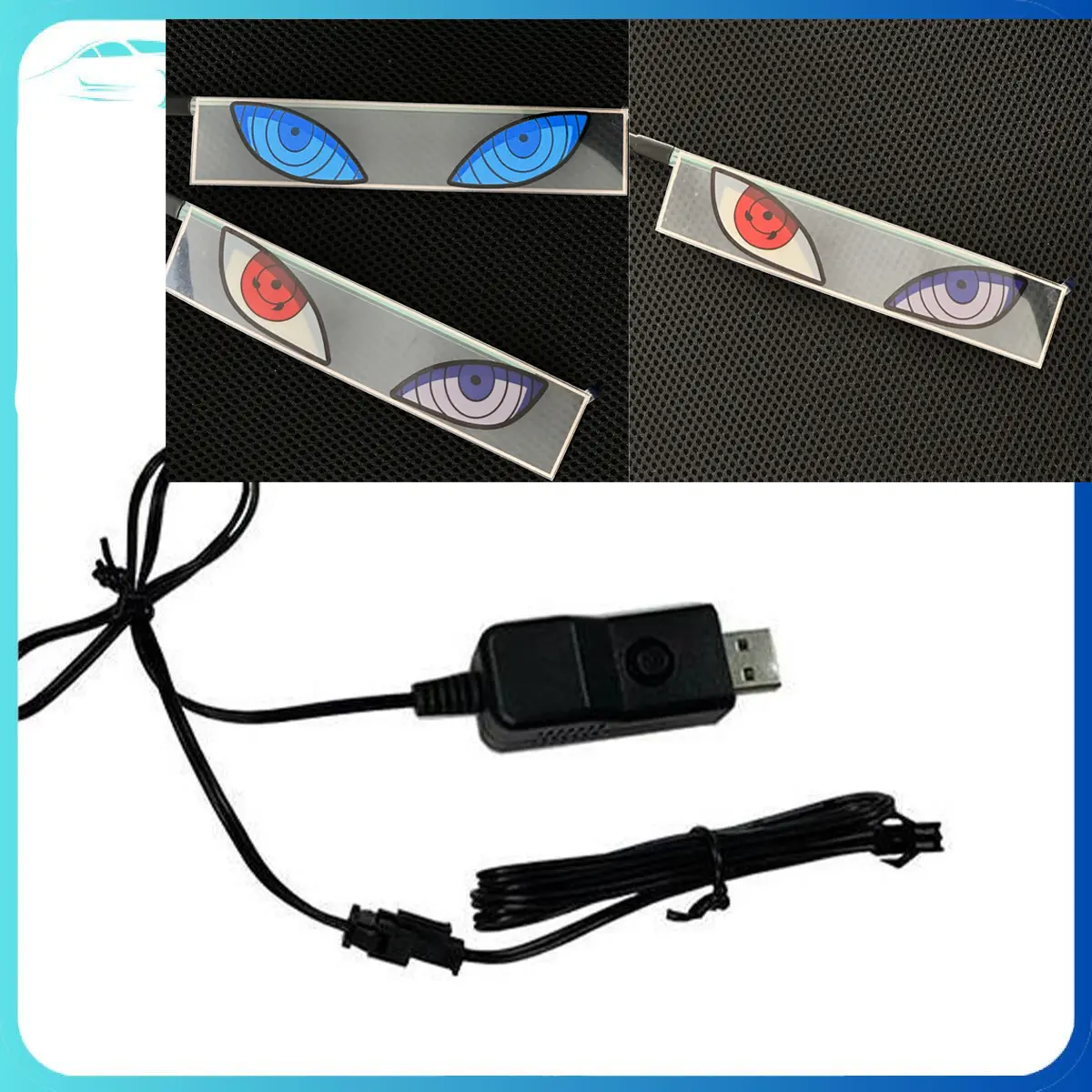 [Mobildage] Lampu LED Hias 3D Mata Setan RGB USB Fast Charging, Anti Air IP65, Universal Mobil/Motor (Bonus Stiker Glow & Kabel Premium)