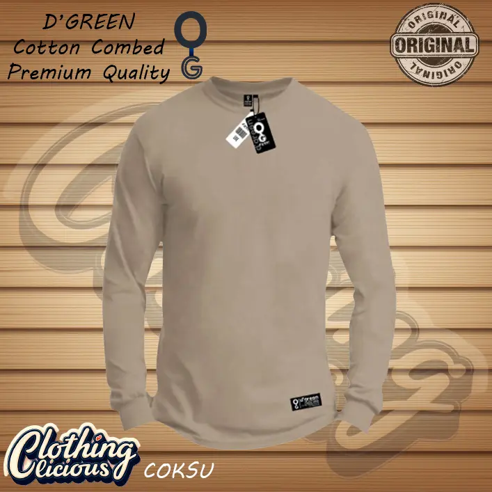 Baju Kaos Polos Lengan Panjang D'GREEN COKSU Cotton Combed 30s 150gsm untuk Pria dan Wanita - Sablon Distro Katun
