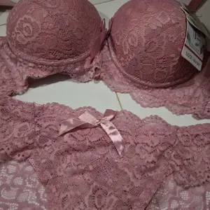 Set Bh dan Celana seksi impor busa tebal cup B Bahan premium setelan Bra wanita motif