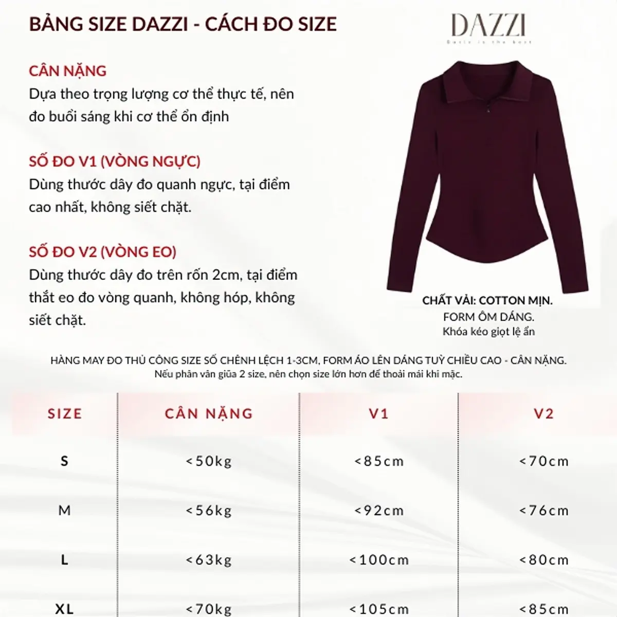 Áo thun nữ cổ bẻ tay dài phối dây kéo ôm dáng vạt bầu vải cotton mịn DAZZI Polo Women TD022 | BigBuy360 - bigbuy360.vn