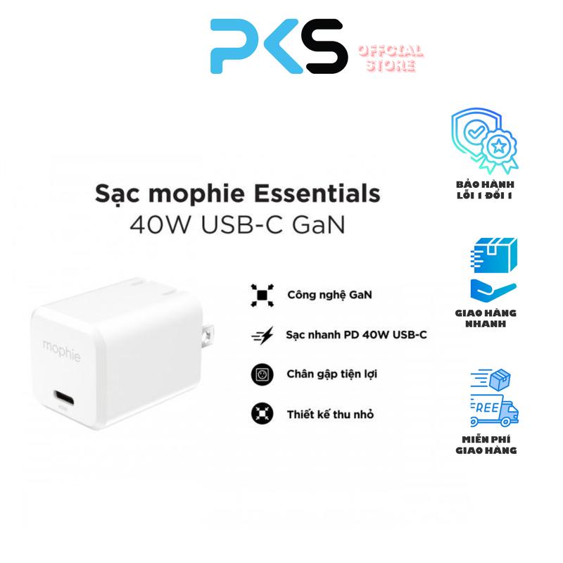 Củ Sạc Nhanh Mophie Essentials 40W USB-C GaN, Sạc Nhanh Cho iPhone, iPad, MacBook Phụ Kiện Sịn