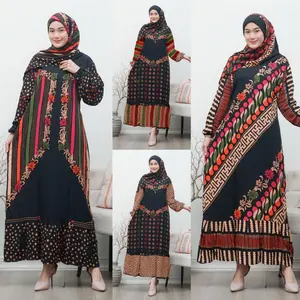 Gamis Set Hijab Motif Terbaru New Motif Setorjoan Jumbo Ld120cm Wanita Panjang Rayon Muslim Rempel Nyaman Syari Setelan Dress