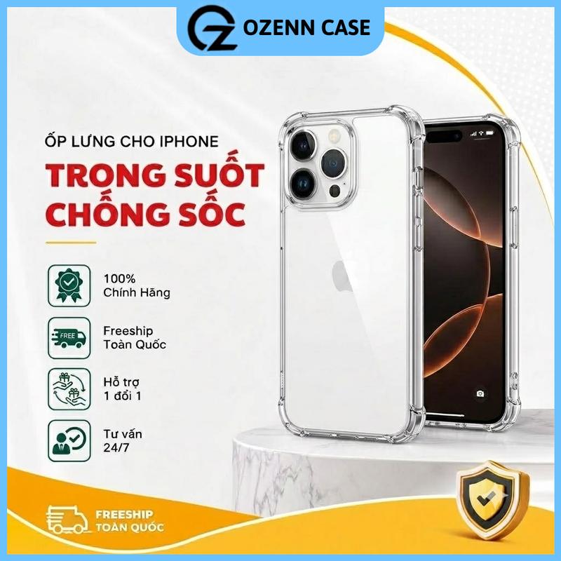 Ốp Lưng Trong Suốt TPU Mềm Cho iPhone 7/7 Plus/8/X/XS/XR/11/12/13/14/15/16/17 - OZENN CASE