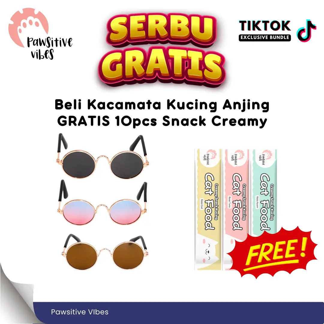 [FREE SNACK CREAMY 10PCS] Kacamata Kucing Anjing Kucing - Aksesoris Kacamata Lucu Untuk Hewan Peliharaan - Pet Glasses