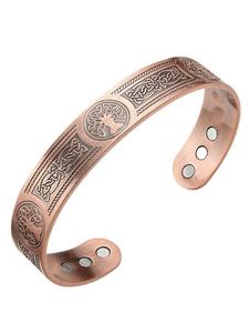 1pc Pulsera de cobre para hombres 99.9% cobre puro, Brazaletes magnéticos de Árbol de la vida, con 18 imanes de 3500 Gauss, Joyería ajustable Regalo para San Valentín