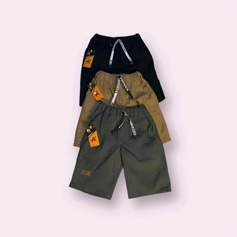 Celana Chinos Pendek Polos Anak 1-12 Tahun Bahan Katun Strett Melar - Warna Abu/Mocca/Hitam - Fashion 6