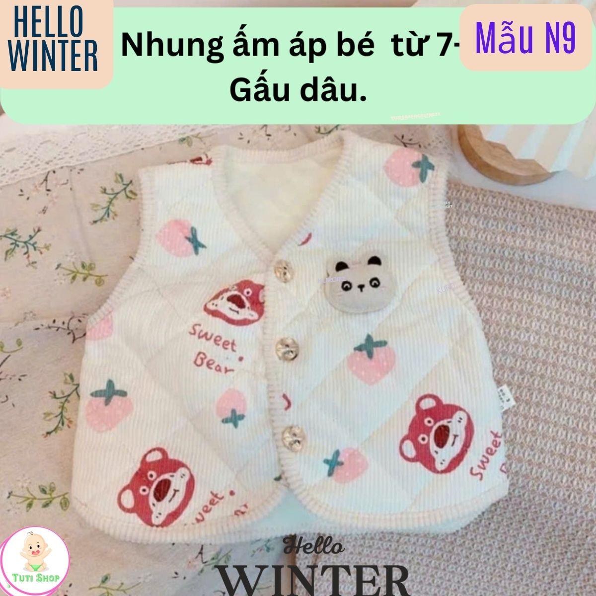 Áo gile lót Nỉ NHUNG ẤM ÁP, áo khoác cho bé, áo khoác phao mùa đông cho bé trai, bé gái