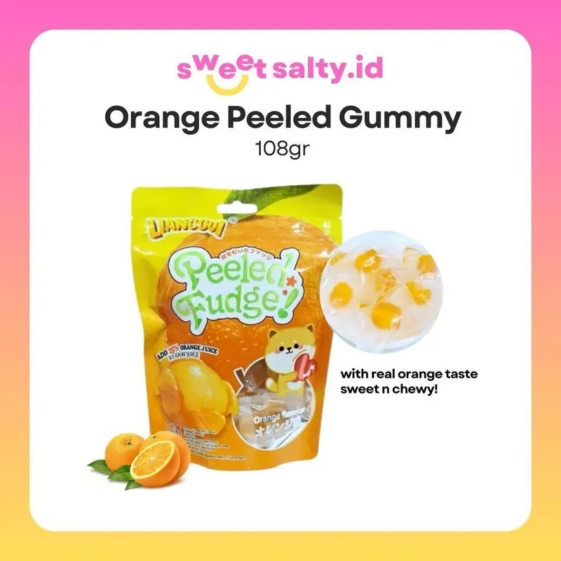 HALAL [Sweetsalty.id] Lianggui Orange Peeled Gummy 108gr | Permen Jeruk | Peel Fudge Fruit | Permen Buah | Permen Jelly | Snack Halal Jeli Candy Food Cemilan Makanan Apel 0