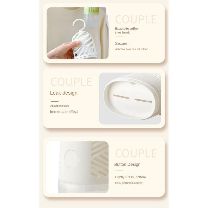Hộp khử ẩm quần áo, thiết kế đơn giản và có thể tái sử dụng, chống nấm mốc, gói hút ẩm Treo, chống ẩm, với bộ thu nước và móc, bẫy ẩm, cho tủ quần áo, tủ và tủ quần áo 4