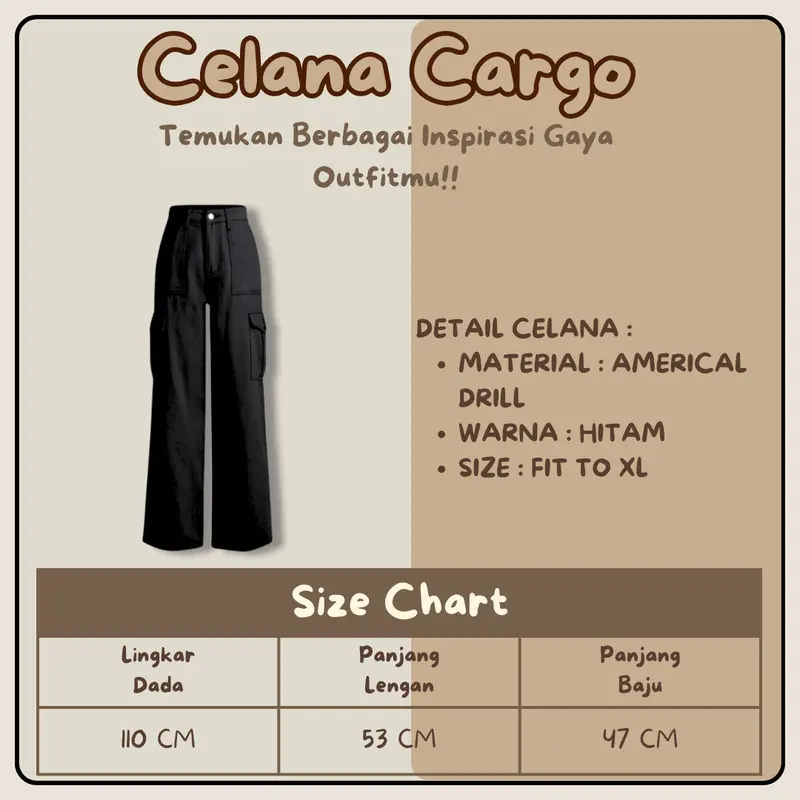 Setelan Wanita Casual | 3 IN 1 Outfit (Atasan Starla Blouse, Celana Cargo, Hijab Bella Square) | Kombinasi Oneset Hangout Kekinian - VM009 2