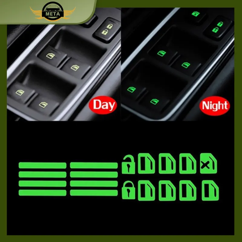 1Set Mobil Styling Saklar Jendela Luminous Stiker Saklar Stiker Jendela Pintu Mobil Sticker Lampu Interior Panel Laser Mobil