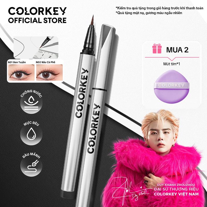 Bút Kẻ Mắt Nước COLORKEY Đầu Cọ Mảnh Không Dễ Chẻ Ngọn Dễ Kiểm Soát Nét Mực Phù Hợp Cho Cả Người Mới Bắt Đầu 0.5ml