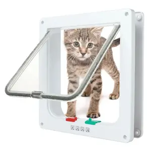 S/L 2 Colors Cat Flap Door with 4 Way Lock Security Flap Door for Dog Cat Kitten Small Pet Gate Door Kit Cat Puppy Safety Gate - 14:10 5:100014065