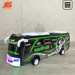 RAMADAN [COD BAYAR DITEMPAT] Mainan Miniatur Bus Basuri Telolet Sudah Ada Lampu dan Musik Ukuran Sedang Bisa Dibawa Bepergian Warna Putih, Orange, Merah, Hijau Warna Cerah Cocok Untuk Koleksi Anak-anak Baterai Plastik Control Remote