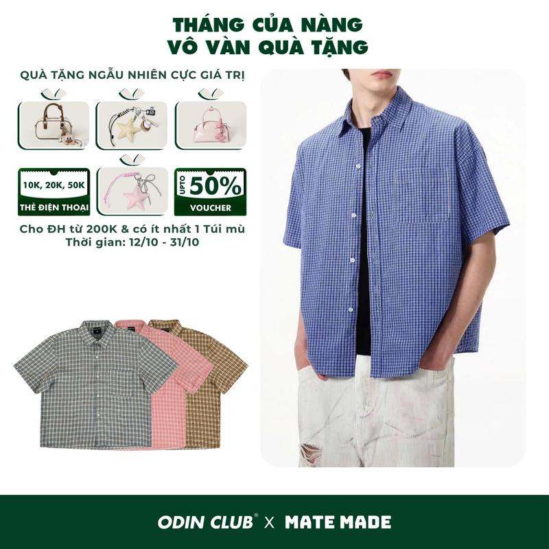 Áo sơ mi cộc tay Nelson Odin Club, Áo sơ mi cộc tay nam nữ form boxy thời trang unisex