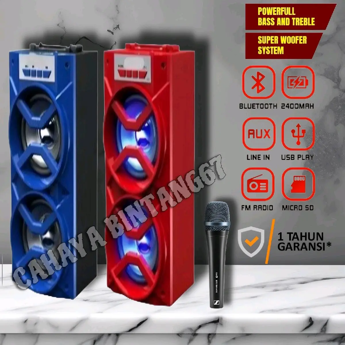 TERMURAH SPEAKER BLUETOOTH KARAOKE FULL BASS DAPAT GRATIS MIC SALON AKTIF LOUSPEKER