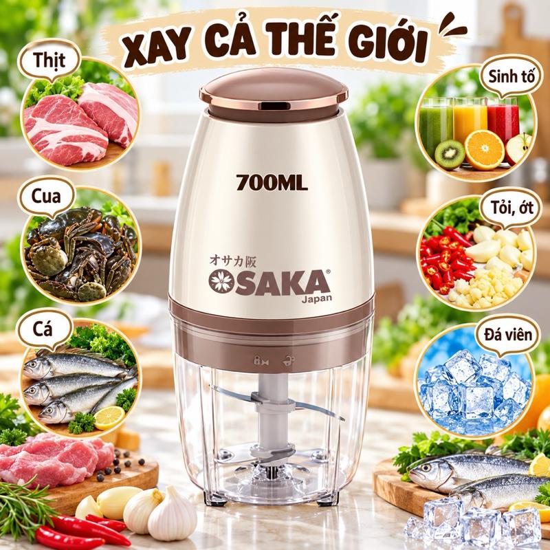 (Có Bảo Hành) Máy Xay Thịt Đa Năng Osaka 700ml,Máy Xay Cầm Tay, Máy Xay Sinh Tố Đa Năng
