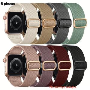 Juego de correas de repuesto para Apple Watch, correa deportiva de nylon ajustable, diseño elástico y cómodo, compatible con las series SE/10/9, varios colores