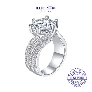 Illuminare (100% Original) MS-RG02 Cincin Fashion Wanita Classic 5CT Lab Create Diamond Perak S925 18K Gold Plated