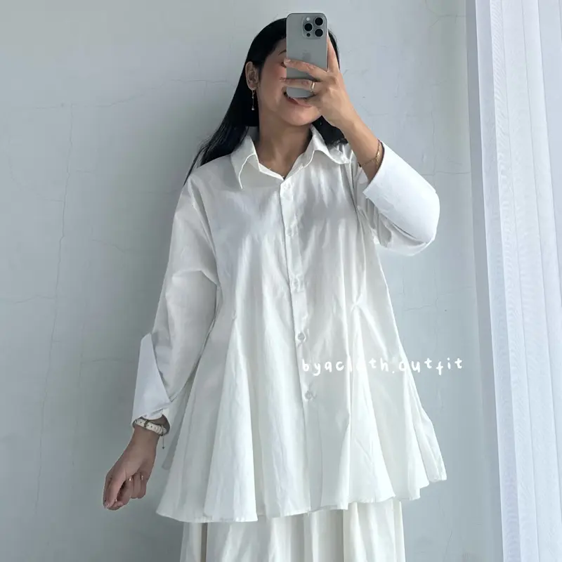 BYACLOTH - Ola Blouse Ruffle Wanita Katun Poplin / Atasan Lengan Panjang Kerja Formal Cewek 4