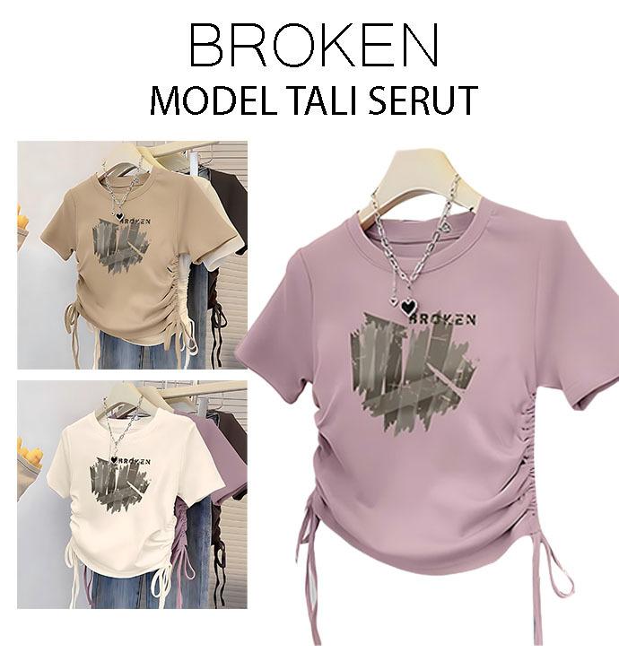 Product Introduction of Kaos Crop Wanita Katun - T shirt Broken Heart Tali Serut Wanita Crop Top 4