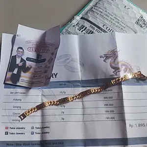 tebus murah gelang tangan wanita emas muda motif plat rantai dapat surat toko